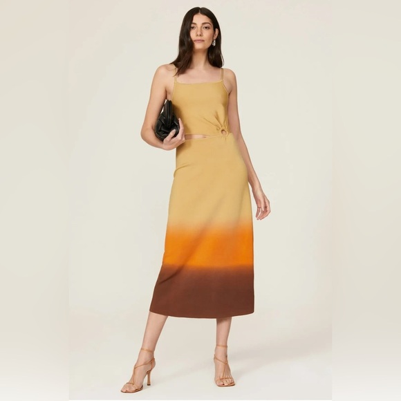 Sandro Ajá Cutout midi gold an orange dress size 36 - Picture 1 of 16